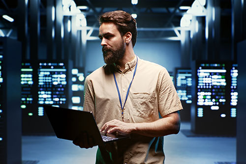 Man looking for data breaches